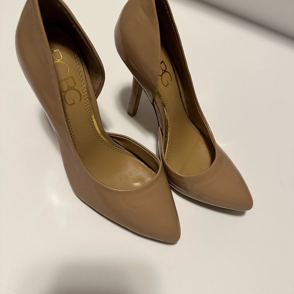 BCBG Shoes - BCBG Patent Nude Pumps Size 6/36 Wide
